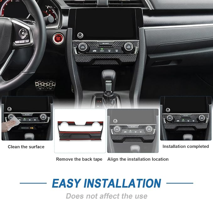 Carbon Fiber Console Center AC Air Switch Panel Cover Compatible with Honda Civic 10th Gen 2016-2021