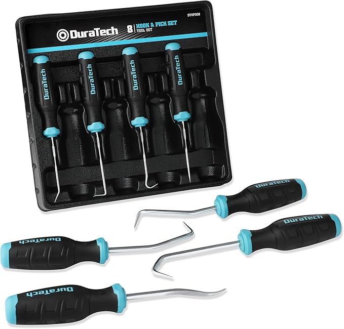 DURATECH 8-Piece Hook and Pick Set, Precision Pick Tool Set for Automotive Oil Seal/O-Ring and Electronic Hand tools, with Storage Tray