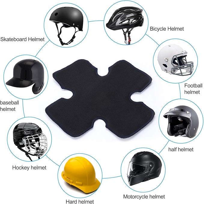 Motorcycle Helmet Liner – Anti-Sweat, Cooling & Reusable. Absorbs Sweat, Prevents Odor & Stains. Easy Hook & Loop Fit for Helmets: Skateboard, Hockey & Bike