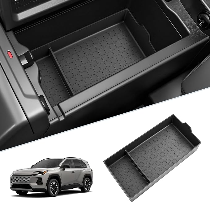 SKTU 2026 RAV4 Center Console Mat for 2026+ Toyota RAV4 (LE/SE/XLE Premium/Woodland/XSE/Limited) Center Console Mat Toyota RAV4 2026 Accessories Rubber Non-Slip Center Console Pad