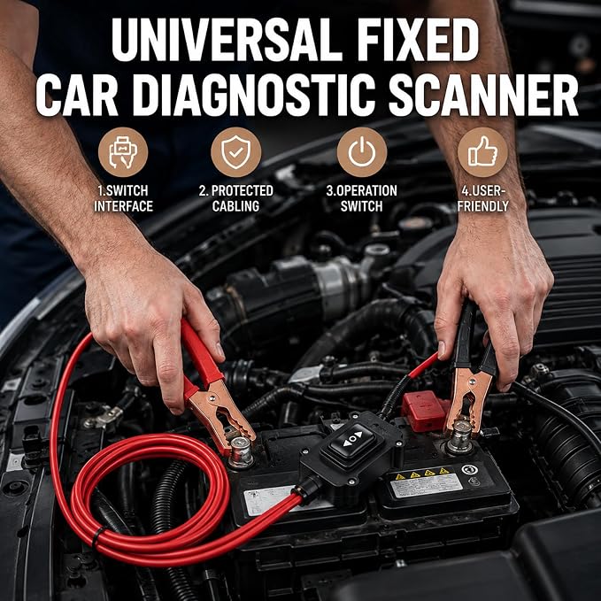 Universal Car Motor Diagnostic Tool, Car Diagnostic Tool Scanner and Battery Tester, Scanner Check Engine Light, Evap Test, Cranking & Charging System Test for Car Motorcycle, for All Cars