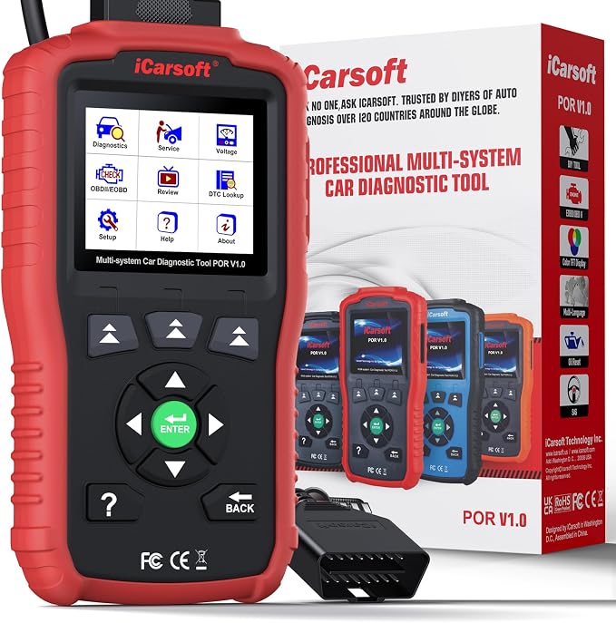 iCarsoft POR V1.0 All System Diagnostic Scan Tool for Porsche 1996-2025 Oil/SAS Reset Check Engine Light I/M Readiness Code Reader CAN FD Lifetime Free Update AutoVIN Battery Test OBD2 Scanner