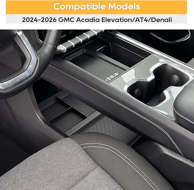 LFOTPP for GMC Acadia Center Console Organizer for 2024-2026 GMC Acadia (Elevation/AT4/Denali) Middle Armrest Storage Tray Insert,OEM Fit, Non-Slip Waterproof 2024 2025 2026 GMC Acadia Accessories