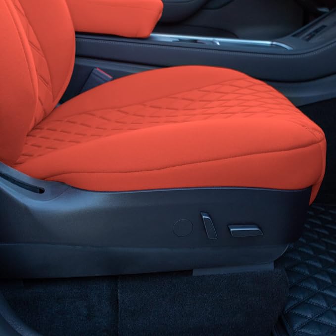 FH Group Custom Fit Car Seat Covers Specifically Made for 2020-2025 Tesla Model Y Ultraflex Neoprene Water Resistant Automotive Seat Covers - Full Set Solid Red
