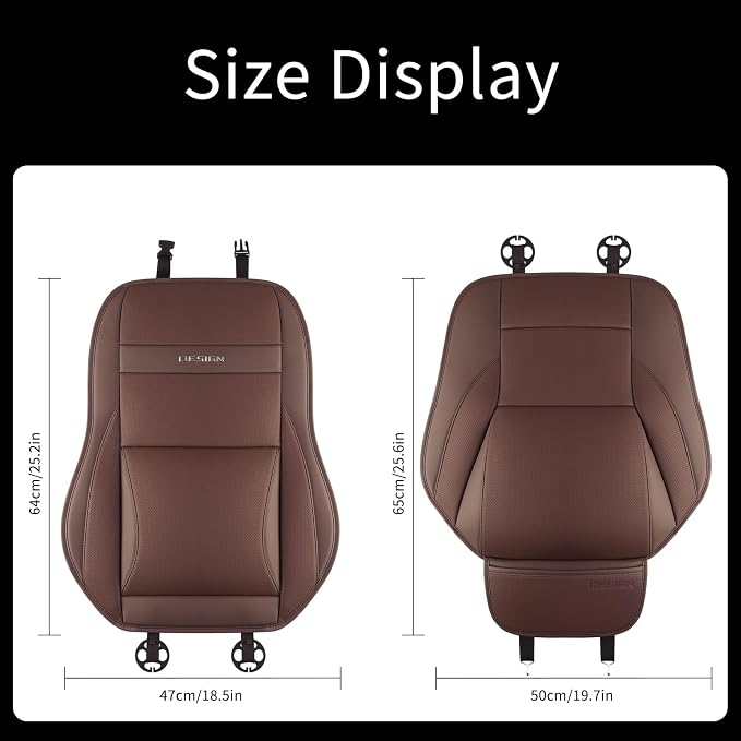 Car Seat Cover Protector for Front Seats – Waterproof, Breathable Faux Nappa Leather, Airbag Compatible, Dual Support for Waist & Legs, Universal Fit for Sedans, SUVs, Pickups (2pcs, Brown)