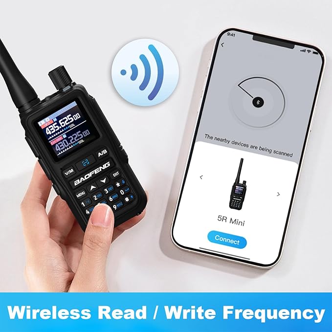 BAOFENG UV-5R Mini Two Way Radio BF-5R Mini Walkie Talkie Wireless Power Adjustable Tiny Size Frequency Copy 999 Channels Type-C Four Colors Portable Ham（2 Pack） (Black)