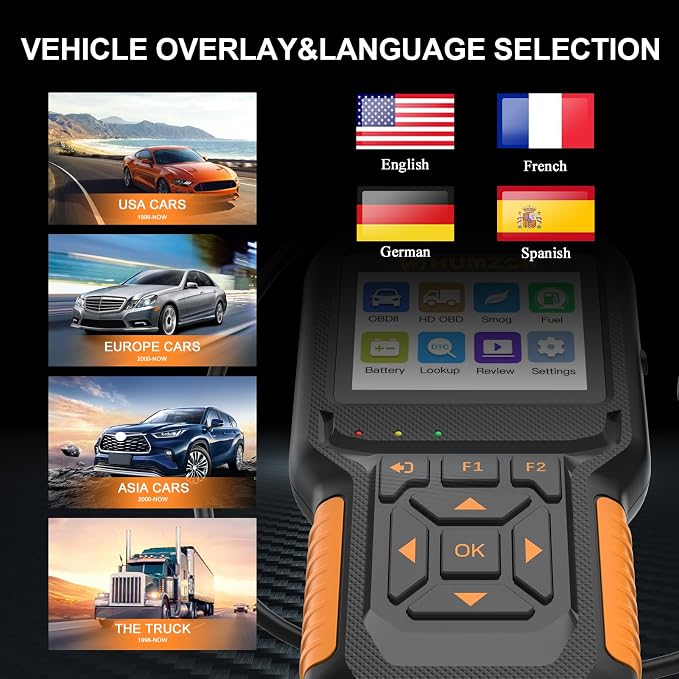 Heavy Duty Truck Scanner NC601, Diesel Diagnostic Scan Tool & Code Reader for Cummins, Freightliner, Detroit, Volvo, Paccar, 2 in 1 Truck & Car Engine Code Reader/OBD2 Scanner