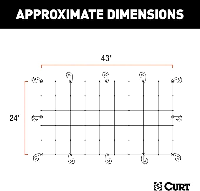 CURT 18202 43 x 24-Inch Elastic Cargo Net with Hooks for Hitch Carrier