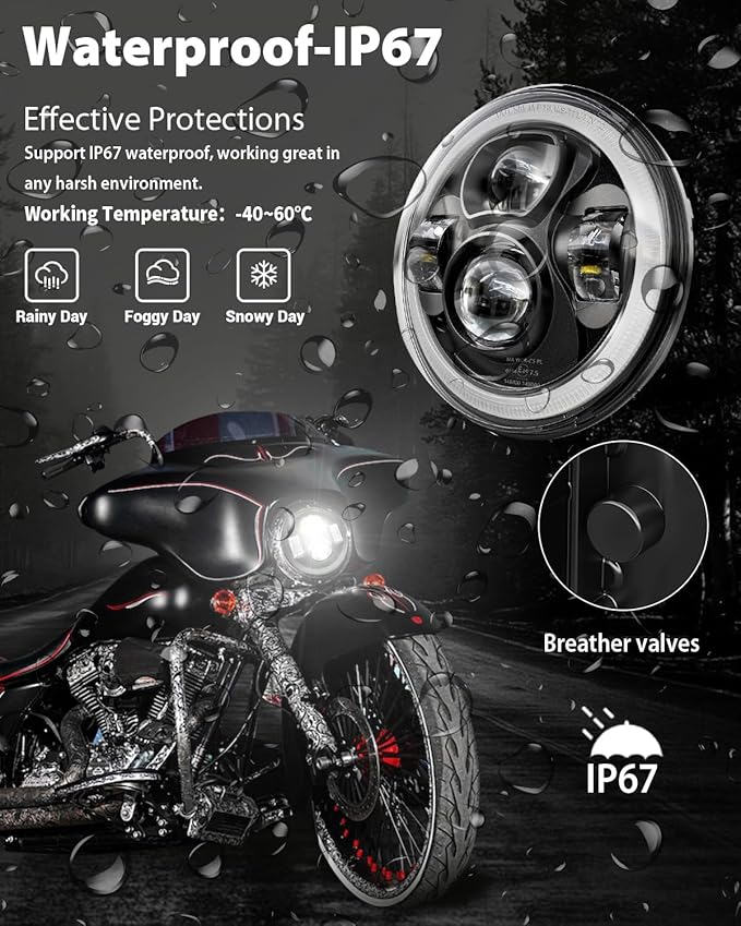 Z-OFFROAD Upgrade 7 Inch Motorcycle LED Headlight w/DRL White Halo DOT Kit Compatible with Harley Davidson Street Glide Road King Special Electra Glide Ultra Classic Fat Boy Heritage Softail