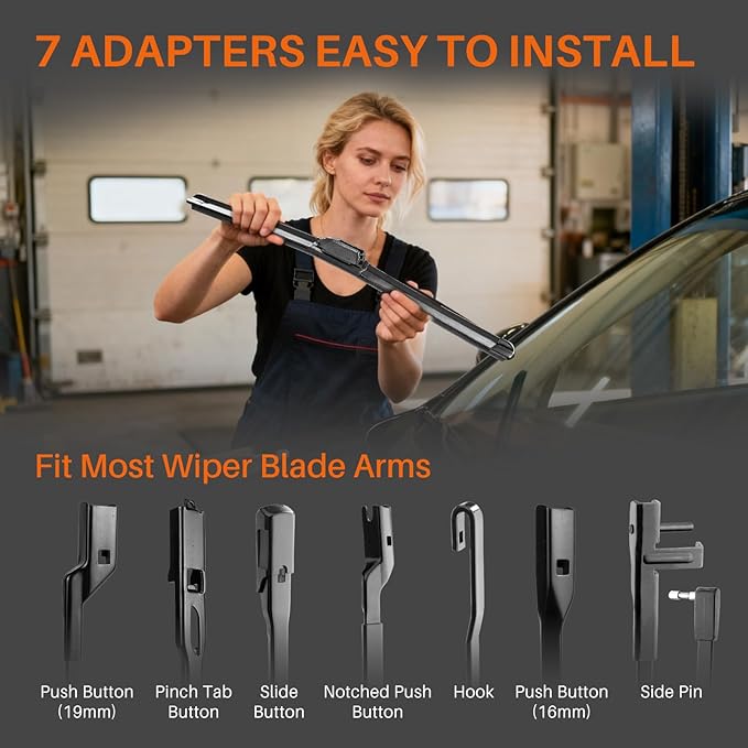 DOG TAIL Water Repellent Silicone Wiper Blades 24" 18" Set with Multiple Adapters and 2 Refills, Automotive Replacement Front Windshield Wiper Blades for My Car with Water Repellency Formula DropClear