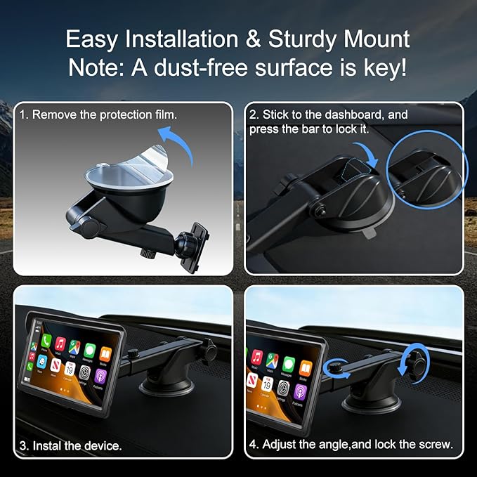 7" Wireless Carplay Screen for Car, for Apple CarPlay & Android Auto, Touch Screen Wireless Car Play Mirror Link with Backup Camera, GPS, Voice Control Carplay Car Stereo