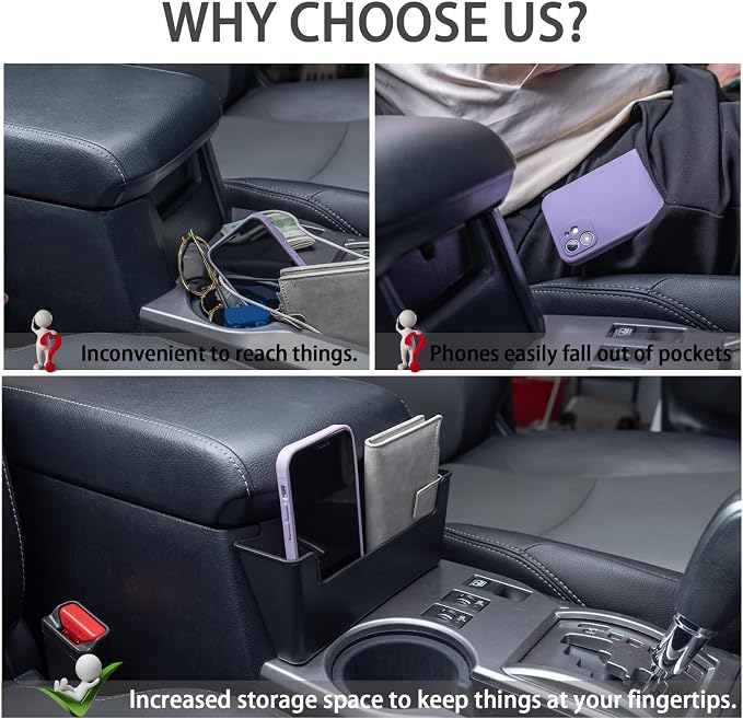 JDMCAR Coin Box Organizer and Hanging Armrest Box Compatible with 4Runner Accessories 2010-2023 2024