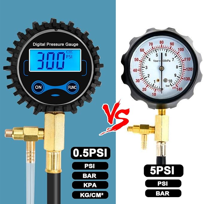 BETOOLL Fuel Pressure Gauge - Fuel Pressure Test Kit - Digital Gauge Fuel Pressure Gauge Kit - Fuel Injector Injection Pump Pressure Tester Car Tools 0-300PSI for Cars and Trucks
