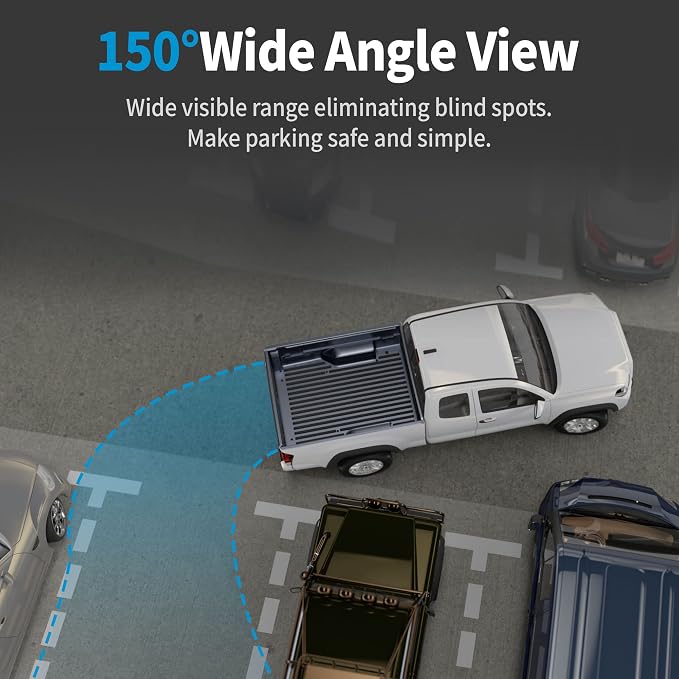 EWAY Tailgate Latch Handle Chrome Backup Reverse Camera with 4.3" Rear View Mirror Monitor Kit for 2004-2016 Ford F150 F250 F350 F450 F550 Super Duty, Rearview Reversing Interior Mirror Replacement
