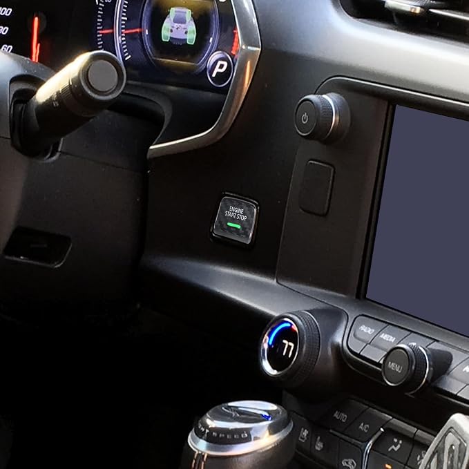 Real Carbon Fiber Push Start Button Cover Compatible with Corvette C7 2014–2019