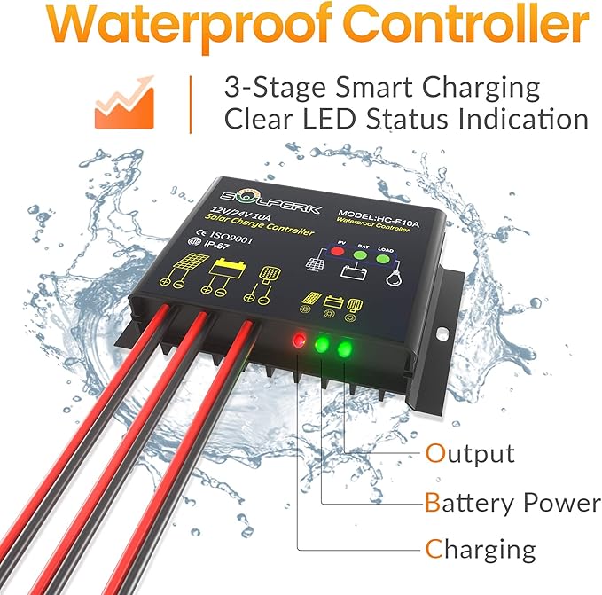 SOLPERK Solar Panel Kit 30W 12V, Waterproof Solar Battery Trickle Charger Maintainer + Upgrade Waterproof Controller + Adjustable Mount Bracket for Boat Car RV Motorcycle Marine Automotive
