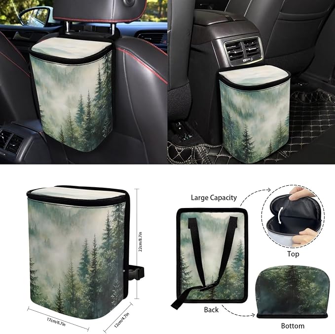 Misty Mountain 15 PCS Car Seat Cover Set with Auto Steering Wheel Cover Seat Belt Strap Protector Cup Holder Trash Bag Rear View Mirror Protector Keychain