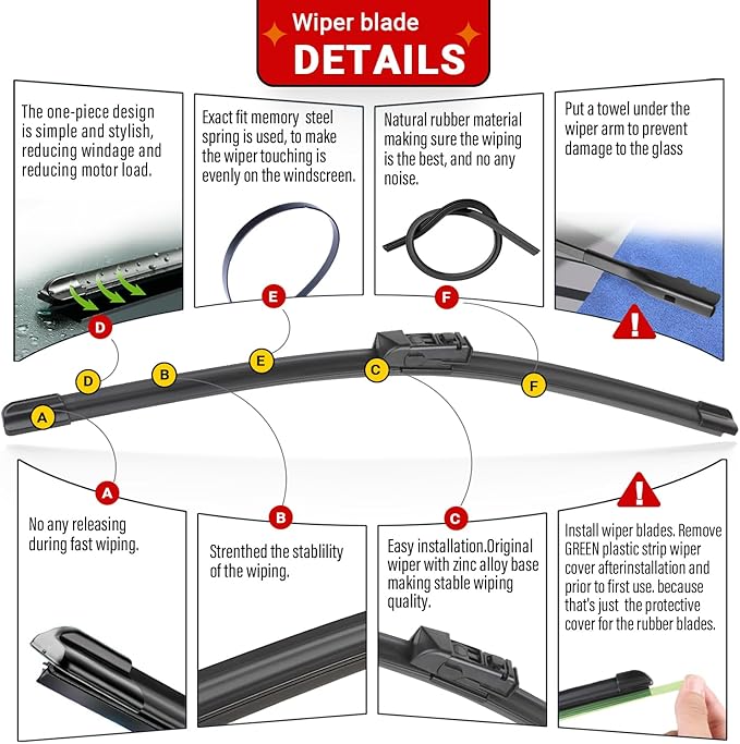Windshield Wiper Blades Replacement for Subaru Outback 2020 2021 2022 2023 2024 Original Factory Quality Front Rear Wipers Blade Set for My Car - 26" 18" 16" (Pack of 3)