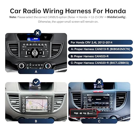 16PIN Car Radio Wiring Harness for Honda CR-V 2013-2014 2.4L, Aftermarket Stereo Wire Harness with Radio Antenna Adapter Support Original Steering Wheel Control, Backup Camera, USB