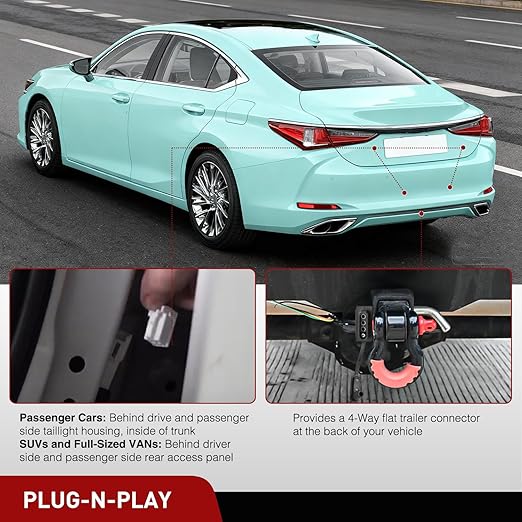 Nilight 4 Pin Trailer Wiring Harness Kit 56350 Custom Vehicle Side Compatible with Lexus 2019 2020 2021 2022 2023 ES250 ES350 ES300h Toyota Avalon RAV4 2013 2014 2015 2016 2017 2018 Tow Hitch
