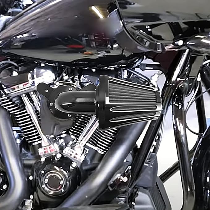 Motorcyle Air Cleaner Filter CNC 90° Forward-Facing Kit Fit for Harley Softail Touring Trike Sportster XL Dyna (Black Housing Grey Element, C For Touring 08-16,Softail 16-17,Trike 08-16)
