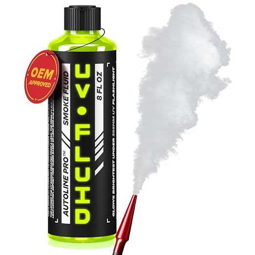 AutoLine Pro UV KIT for Smoke Machine Leak Detection with Brightest & High Smoke Density UV Fluid, UV Premium Adjustable Goggle, and 395nm WAVELENGTH Ultraviolet UV Flashlight for EVAP Vacuum leaks