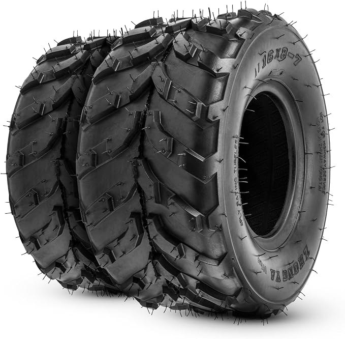16x8-7 ATV Tires, 16x8-7 All Terrain Tires 4 PR, for Mud, Sand, and Off-Road Trails, 2 Pack Tubeless, Z-113