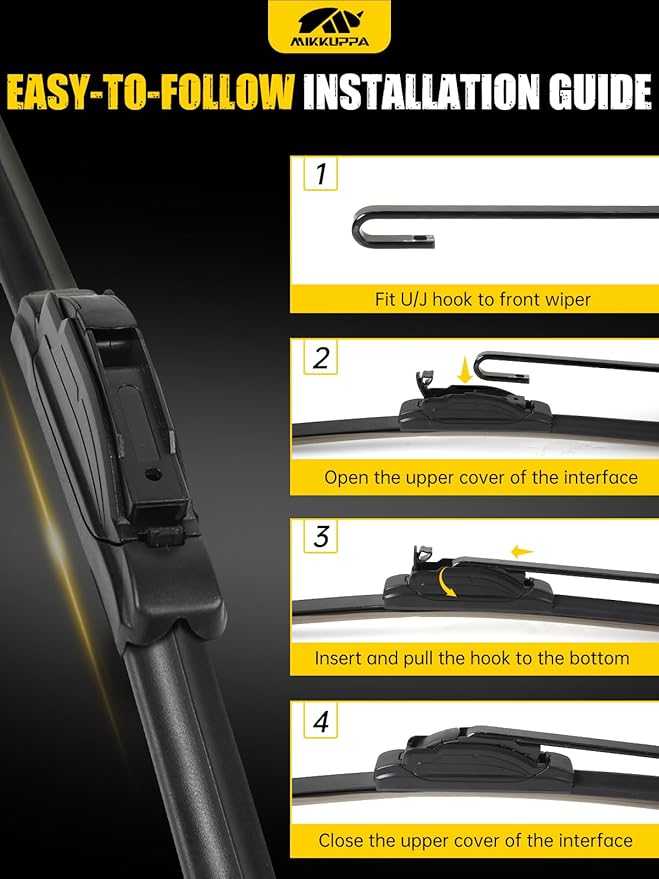 MIKKUPPA 22"/21"/15"/14" Windshield Wiper Blades Replacement for 2009-2015 Honda Pilot - Original Factory Quality Front and Rear Wipers Blade Set for My Car - (Pack of 4) U/J Hook
