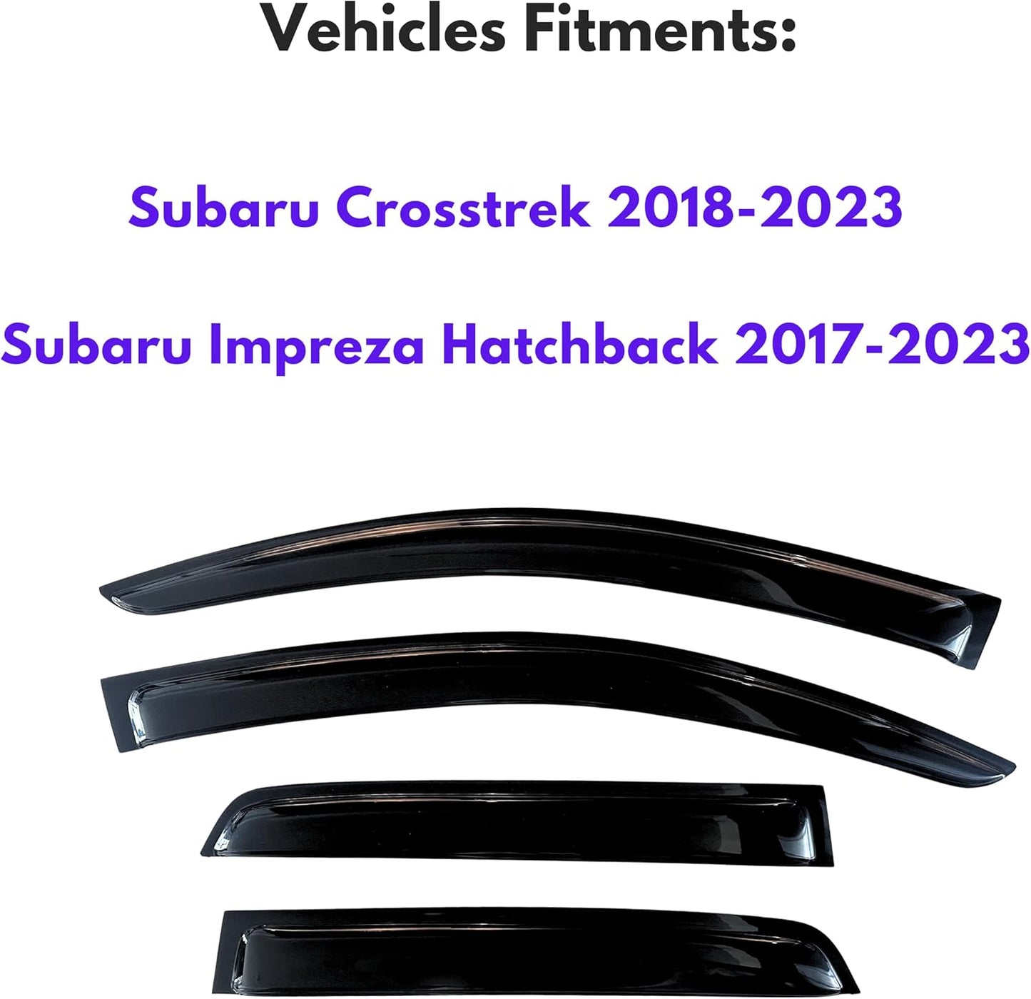 KPY Window Visor Compatible with Subaru Crosstrek 2018-2023 & Impreza Hatchback 2017-2023, 4PC Rain Guard Side Window Vent Deflectors Tape-On Style, 2017 2018 2019 2020 2021 2022 2023 2024