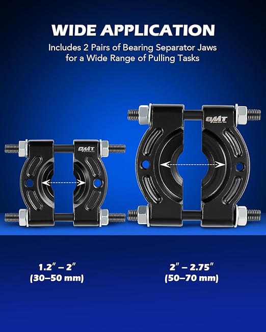 Bearing Puller Set, 5 Ton Capacity Bearing Separator, Pinion Wheel Bearing Removal Kit with 2" and 3" Jaws, Wheel Hub Axle Puller Set, Heavy Duty Bearing Splitter Tool Kit with Blue Case