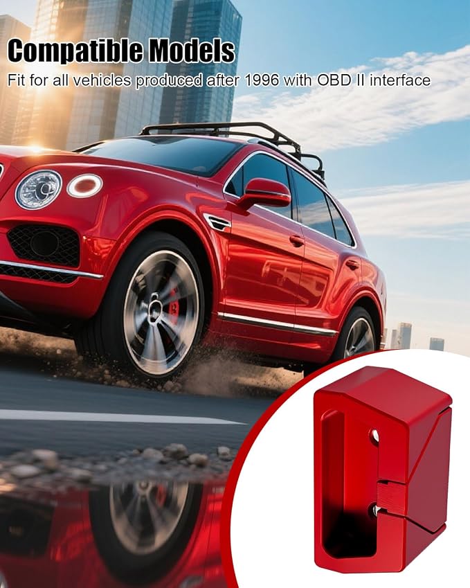 OBD Lock OBD2 Port Locking Tool, Aluminum OBD II Port Locking Tool & Diagnostic Port, Red OBD2 Port Anti-Theft Lockout Tool Fit for Cars/Trucks