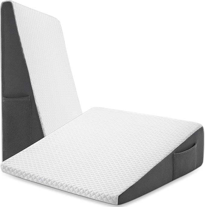 Cozymaker 7.5" Bed Wedge Pillow for Sleeping After Surgery, Back Support, Leg Elevation, Gerd Acid Reflux, Neck Pain, Snoring, Cooling Memory Foam Triangle Incline Wedge, Removable Washable Cover