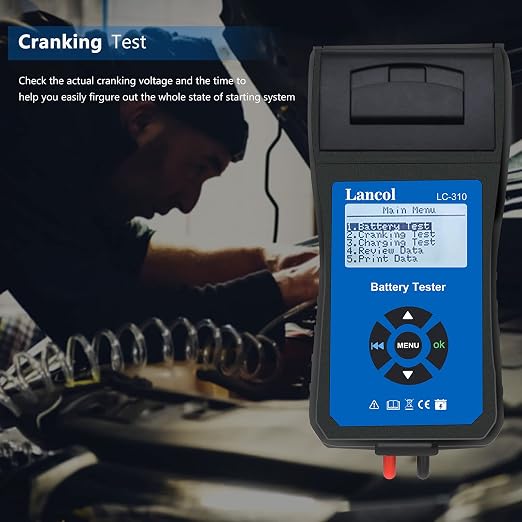 Lancol Car Battery Tester with Printer 12V Automotive Load Tester Alternator Tester Auto Digital Analyzer Tool Charging Cranking System Tester for Car Truck Motorcycle ATV SUV Boat Yacht