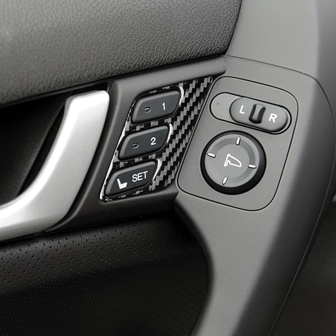 Black Soft Carbon Fiber car Interior Side Door Button Frame 1/Piece Decorative Sticker Suitable for Acura TSX 09-14 Carbon Fiber car Interior