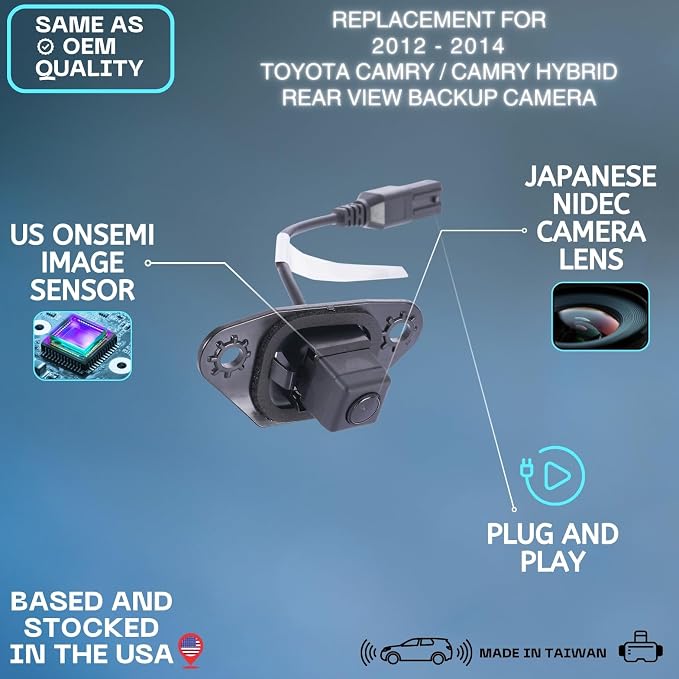 Backup Camera Replaces for 2012-2014 Toyota Camry/Camry Hybrid OE Part # 86790-06031, 86790-06030 | 8679006031, 8679006030