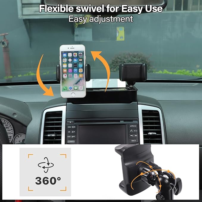 Car Dashboard Storage Tray Compatible with Nissan Frontier 2009-2017 ABS Dashboard Non-Slip Storage Organizer Tray with Phone Holder Mount Interior Accessories (Style B)