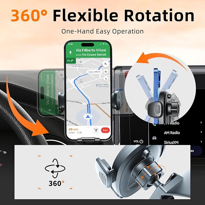 Car Phone Holder for Toyota RAV4 (2019-2024 2025,7/8inch),Screen Phone Mount,360 Phone Holder Rotating,Hands Free Mobile Holder,Car Mount for iPhone,Samsung & Android,2023 RAV-4 Interior Accessories