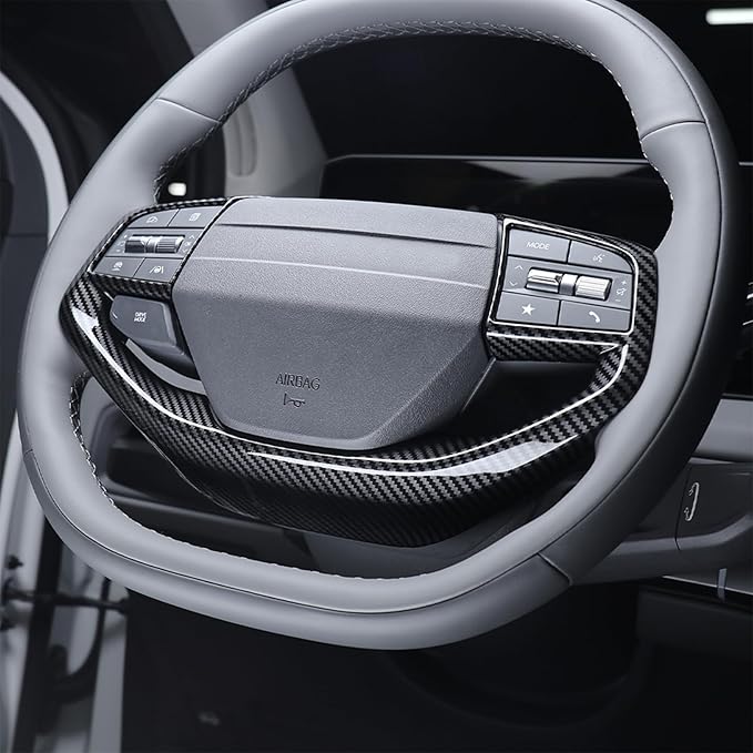 Car Steering Wheel Covers Steering Wheel Button Panel, Protection Frame Molding Trim, Compatible with KIA K4 2024-2026 Accessories (Carbon Fiber Pattern)