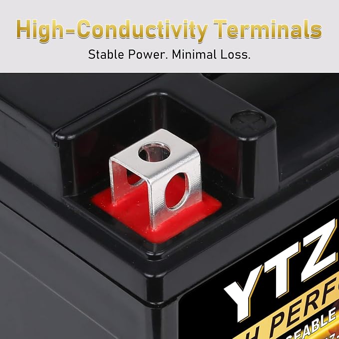 YTZ10S-BS 12V 9Ah AGM Sealed Motorcycle Battery, Maintenance-Free, Compatible with Yamaha Raptor, Honda CBR, BMW, Kawasaki, Suzuki