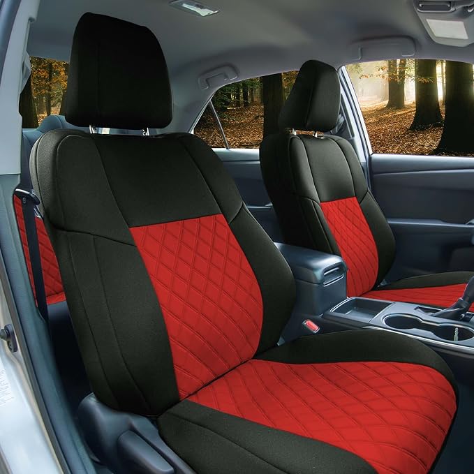 FH Group Custom Fit Seat Covers Specifically Made for 2012 - 2017 Toyota Camry LE | SE | XSE | XLE - Ultraflex Neoprene Waterproof Car Seat Cover, Front Set Red