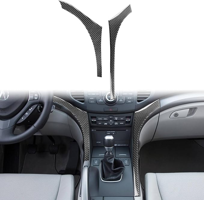 Black Soft Carbon Fiber car Interior Center Console 2/Piece Decorative Stickers on Both Sides Suitable for Acura TSX 09-14 Carbon Fiber car Interior