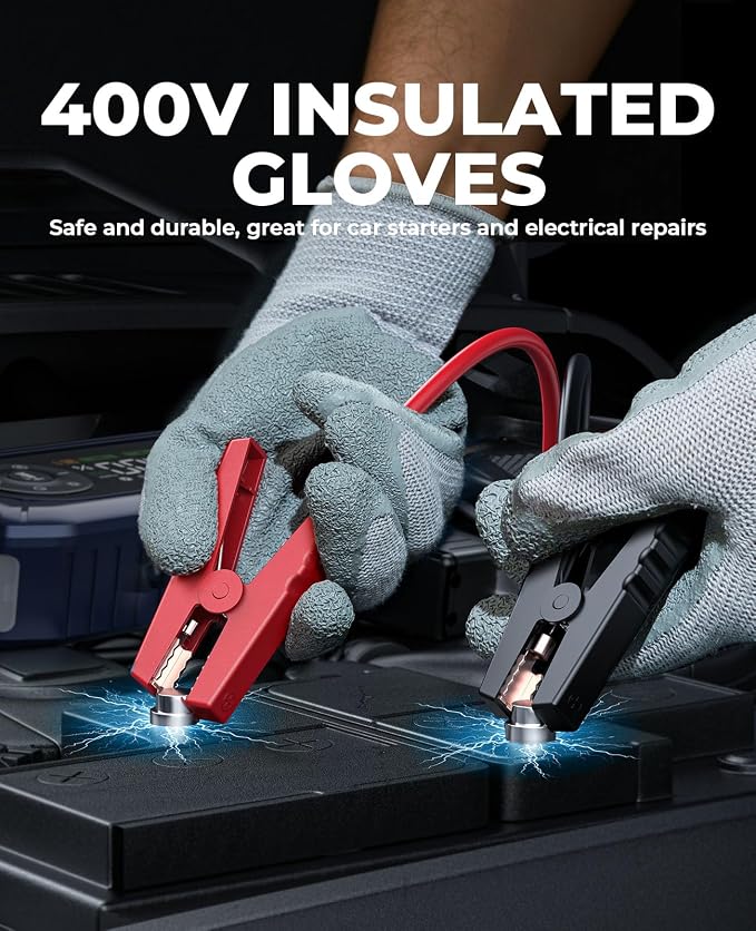 YaberAuto 5000A Car Battery Jump Starter with Air Compressor & Gloves, Car Jumper Starter Portable with 150PSI Tire Inflator, 12V Jump Box (9L Gas/8L Diesel) Jumper Cables, 18W Fast Charge 800LM Light