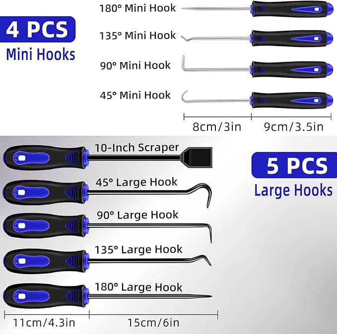 11 Pcs Pick Set Mechanic, Automotive Pick Tool for Car Oil Seal/O-Ring Seal Hoses Puller Remover Gasket Scraper Magnet Pickup Tool