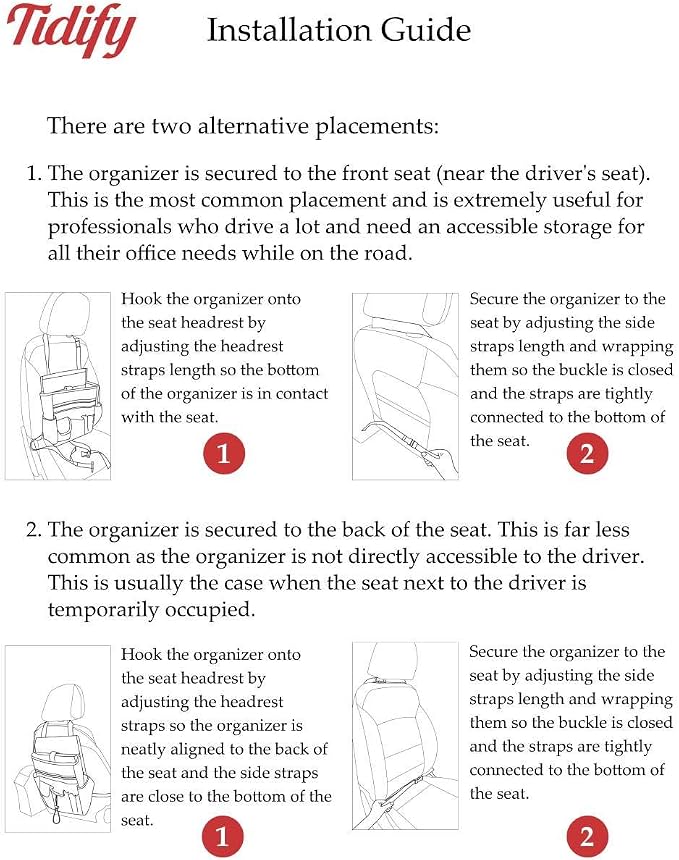 Tidify Car Front Seat Organizer [2025 UPDATED] with Dedicated Tablet and Laptop Storage Stabilizing Side Straps Soft Adjustable Shoulder Strap and Hardened Buckles Your Office Away from Office.