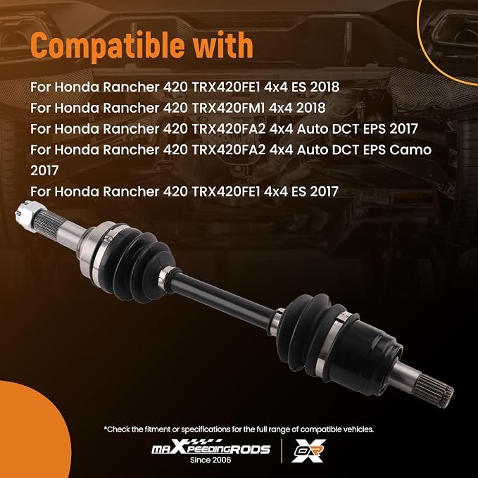 maXpeedingrods Front CV Axle Drive Shaft for Honda Rancher 420 TRX420FM2 4x4 CV Axle 2014-2019 CV Joint Drive Shaft Assembly