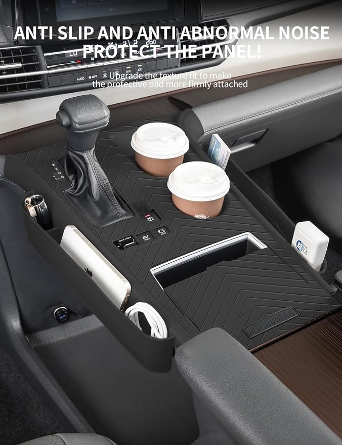 Silicone pad for Central Control for 2026 2025 2024 2023 2022 2021 Toyota Sienna Storage Box Accessories Silicone Protective Cover for Interior Decoration of Gear Shift (Black)
