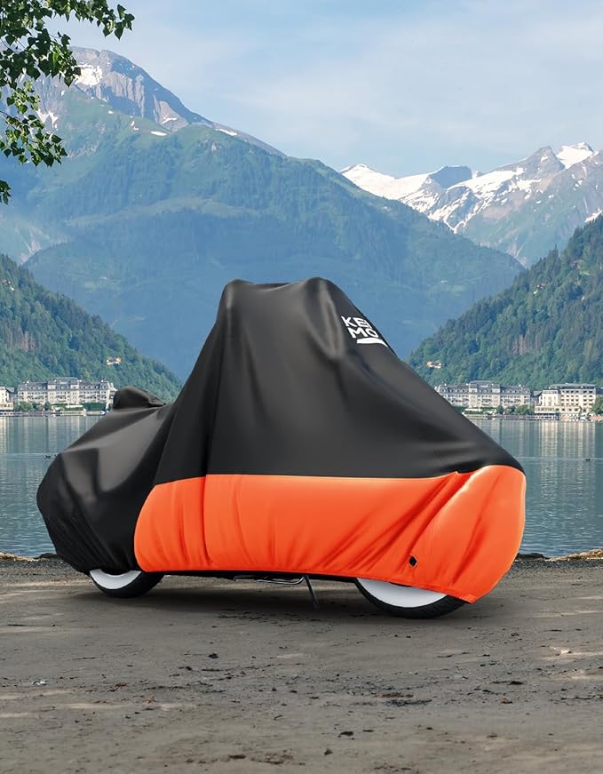 KEMIMOTO Heavy Duty 420D Motorcycle Cover Fits Side Top Box Waterproof Outdoor Compatible with Touring, Touring Ultra Limited Road King Street Glide Road Glide All Weather Dust Sunlight Rain Cover