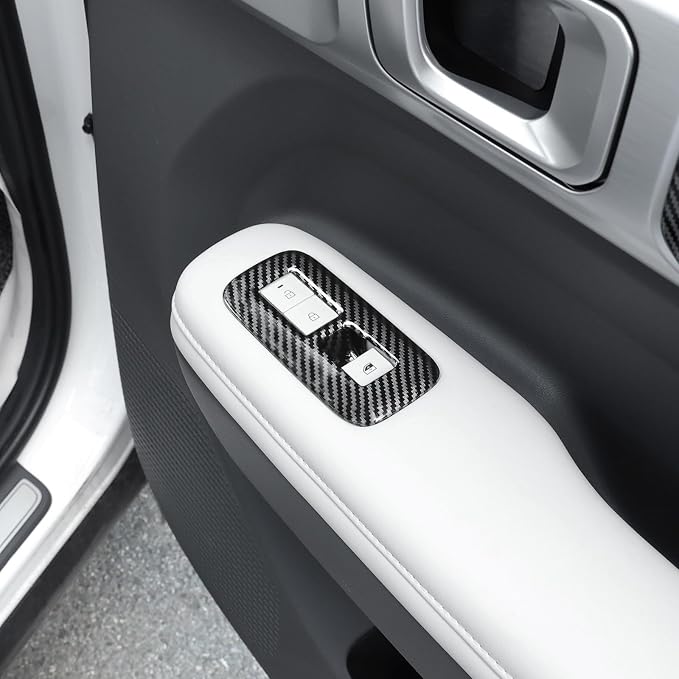 4Pcs Carbon Fiber Style Door Lock Glass Control Button Panel Cover Window Lift Switch Panel Trim Compatible with Hyundai Santa Fe 2024-2026 MX5 Accessories (Carbon Fiber Style)