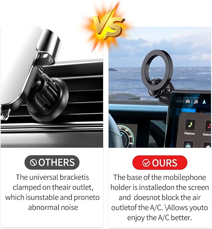 Car Phone Holder for Volkswagen VW Tiguan 2025-2026 Accessories 15-Inch Screen Fixed Clip, 360° Rotation Phone Mount Compatible with MagSafe, Does Not Affect Air Vent