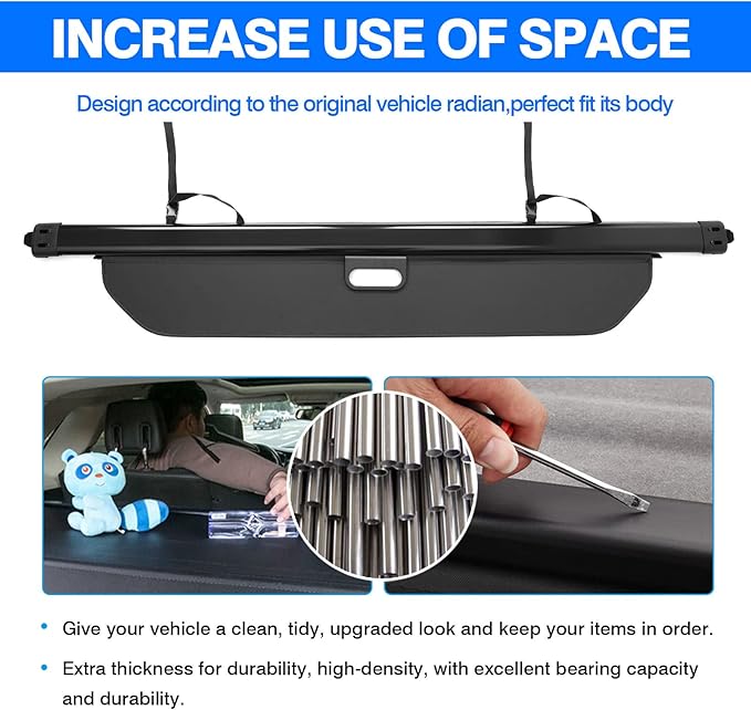 Powerty Cargo Cover for 2016-2022 Honda Pilot Trunk Cover Retractable Trunk Shielding Shade for Pilot Accessories Cargo Luggage Cover No Gap (NOT for Honda Passport or Pilot EX 2016)